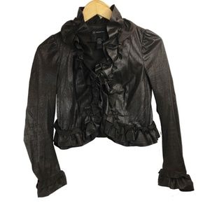 Inc brown ruffle size xsmall bolero blazer jacket